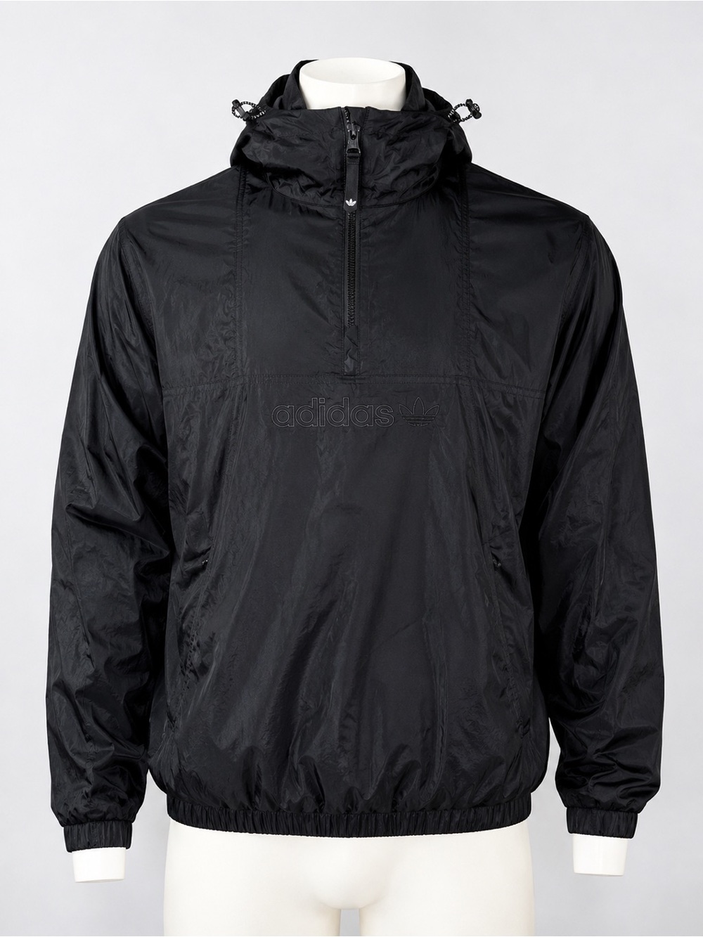 adidas Black Hooded Half-Zip Windbreaker Pullover